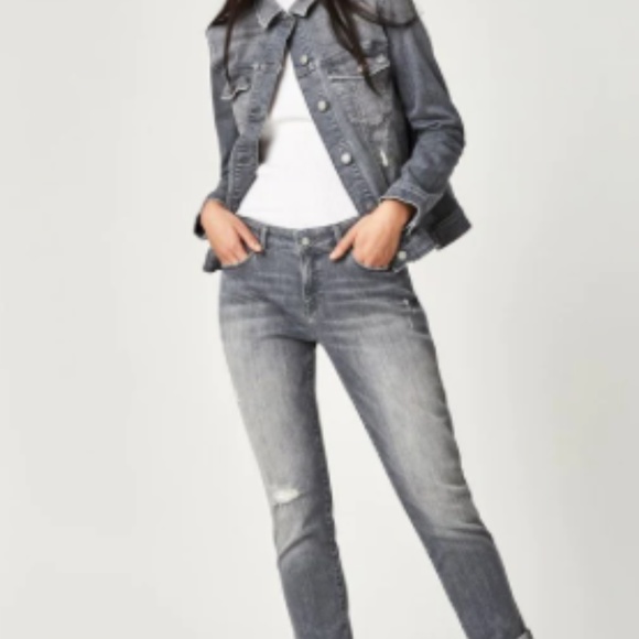 Mavi Ada Boyfriend Grey Tribecca Distressed Jeans - Picture 1 of 9